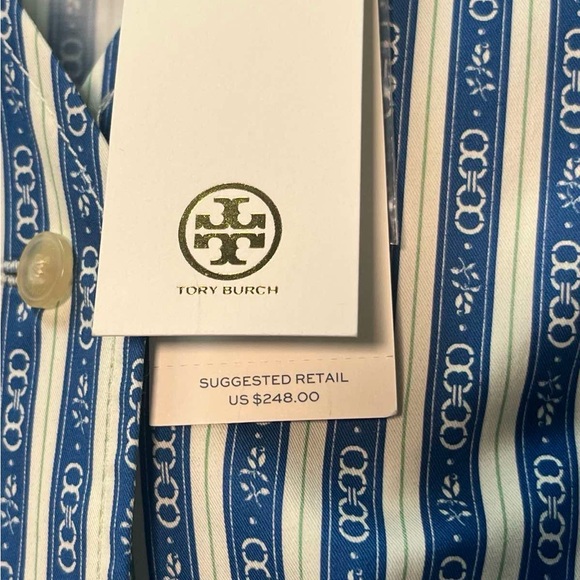 Tory Burch Blue Striped Women's Top - Picture 4 of 7